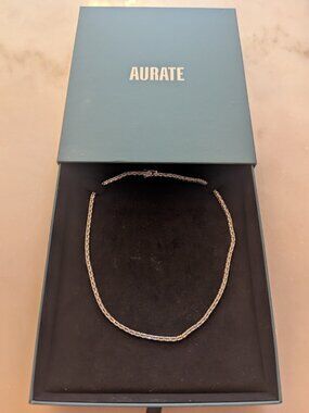 NWT Aurate Lab Grown White Sapphire Horizontal Baguette Tennis Necklace